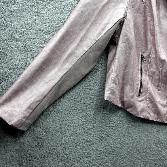 Torrid NWT Size 2 Rose Gold Metallic Moto Jacket Faux Leather Zip Sleeves Lined - Picture 6 of 13